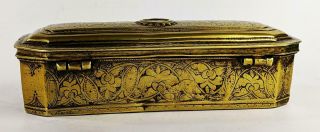 DUTCH EAST INDIES Antique GILT BRASS TOBACCO BOX 18TH CENTURY 8