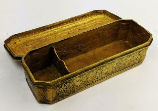 DUTCH EAST INDIES Antique GILT BRASS TOBACCO BOX 18TH CENTURY 9