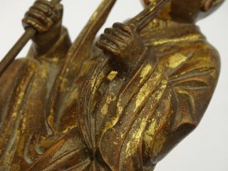 Chinese Wood Carved Alter Figure of Scholar or Star God Gold Gilt 4