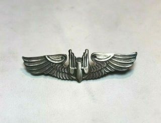 Wwii U.  S.  Aaf Aerial Gunner Sterling Silver Wings With Pin Backs 2” Long