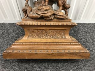 Elaborate Black Forest Carving St.  Bernard Dogs Mantel Piece 21” Tall Great 3