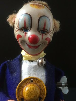 vintage 1950s Smiling Sam Carnival Man Clown Wind Up Japan Tin Toy 7
