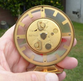 1950 ' s Juvenia 8 Day MYSTERY DIAL GOLD TONE Travel Alarm Clock 6