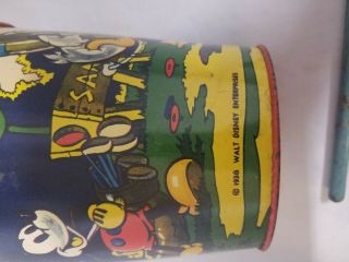 1938 Mickey Mouse Donald Duck & Goofy Sand Pail Ohio Art w/shovel Walt Disney 6 