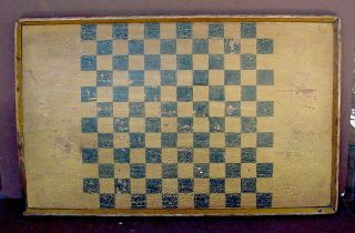 19th C Game Board Cut Nail Construction,  Early Paint W Great Surface