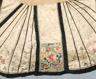Gorgeous Antique Chinese Embroidered Silk Pleated Qun Skirt 1800s Qing Dynasty 11