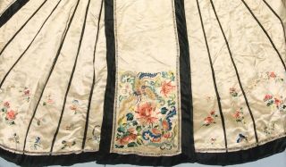 Gorgeous Antique Chinese Embroidered Silk Pleated Qun Skirt 1800s Qing Dynasty 2