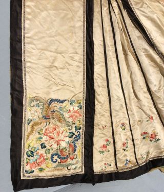 Gorgeous Antique Chinese Embroidered Silk Pleated Qun Skirt 1800s Qing Dynasty 5
