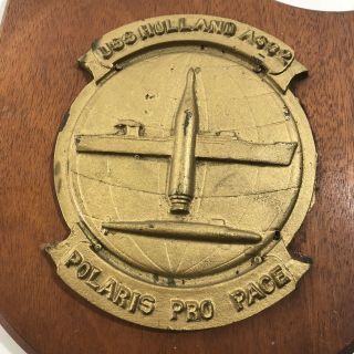 Vintage USS Holland AS32 Wood & Metal Heavy Plaque Polaris Pro Pace US Navy USN 2
