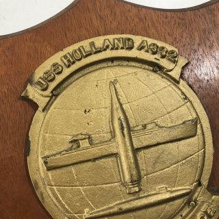 Vintage USS Holland AS32 Wood & Metal Heavy Plaque Polaris Pro Pace US Navy USN 3