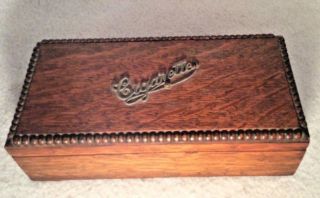 Antique Wooden Oak Cigarette Box With Wood Bead Border - Exc