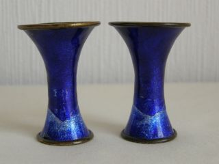 finest quality miniature antique Japanese cloisonné Gu vases - signed 3