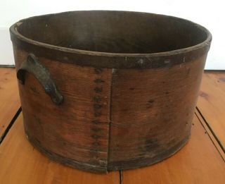 Early Antique Primitive Round Wood Dry Measure Pantry Box Wooden