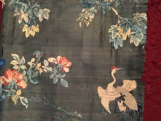 ANTIQUE 18th/ 19th c CHINESE QI ' ING EMBROIDERED PANEL EMBROIDERY CRANE & DEER 12