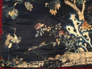 ANTIQUE 18th/ 19th c CHINESE QI ' ING EMBROIDERED PANEL EMBROIDERY CRANE & DEER 6