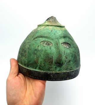 Sassanian Ca.  350 Bc Bronze Elaborate Warrior Helmet - Rare