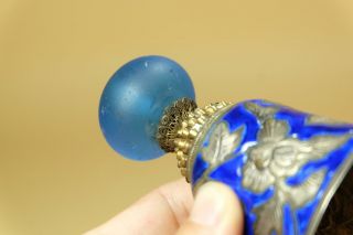 Qing Chinese Enamel Bell With Blue Glass Hat Finial. 5