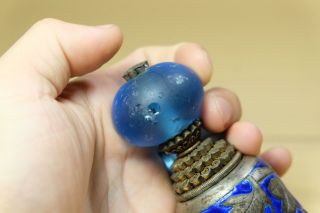 Qing Chinese Enamel Bell With Blue Glass Hat Finial. 6