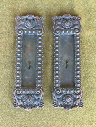 Antique Bronze Ornate Victorian Pocket Door Pull Door Backplate