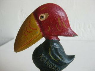 Antique 30 ' s KANSAS UNIVERSITY JAYHAWK CAST IRON COLD PAINT MASCOT FIGURINE Vtg 2