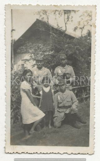 Wwii Japanese Photo: Naval Landing Force Soldiers,  Girls,  Pacific War