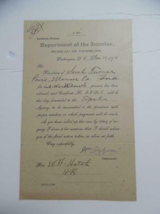 1837 Second Seminole Florida War Widow ' s Pension Certificate Missouri Volunteers 2