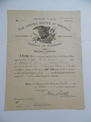 1837 Second Seminole Florida War Widow ' s Pension Certificate Missouri Volunteers 4