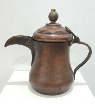 Antique Handmade Dallah Coffee Arab Islamic Gulf Pot Brass Hight 26cm 2