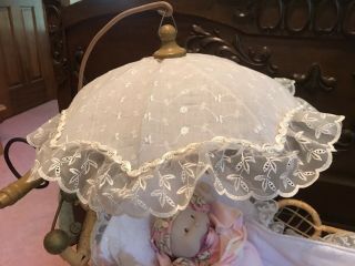 Vintage Antique Baby Doll Carriage Wicker And Iron 3