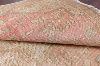 Antique Geometric Muted Pink &Coral Persian WORN PILE Distressed Rug Carpet 3x5 11