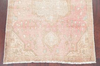 Antique Geometric Muted Pink &Coral Persian WORN PILE Distressed Rug Carpet 3x5 4