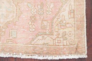 Antique Geometric Muted Pink &Coral Persian WORN PILE Distressed Rug Carpet 3x5 5