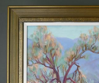 Vintage CALIFORNIA DESERT LANDSCAPE Impressionist Oil Painting Framed Blue 3