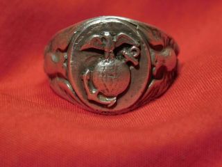 A,  Wwii Us Marine Corps Usmc Officers Sterling Ring 9 1/2