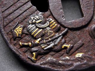 Signed TSUBA 18 - 19th C Japanese Edo Antique Koshirae fitting “ONI“ d798 10