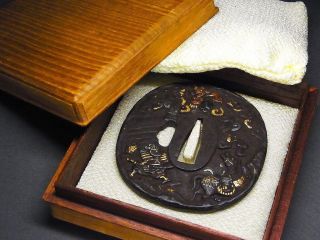 Signed TSUBA 18 - 19th C Japanese Edo Antique Koshirae fitting “ONI“ d798 12