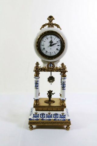 A.  C.  F Decor St.  Michel Ceramic/brass Clock 495