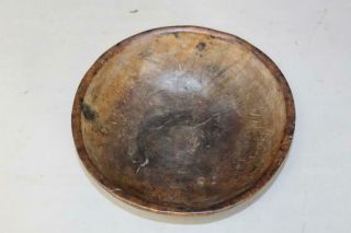 A RARE PILGRIM PERIOD 17TH C AMERICAN TURNED AND HEWN BURL BOWL IN OLD SURFACE 6