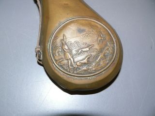 Antique " Dogs And Hunt " Powder Flask By James Dixon & Sons - Sheffield