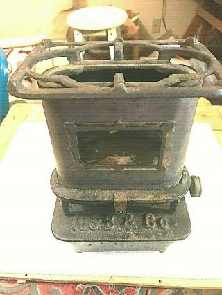 Antique Cast Iron Hsb & Co.  Oil Or Kerosene Sad Iron Heater