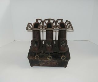 Antique Vintage 3 - BURNERS Union Sad Iron Kerosene Warmer Heater Stove Gardner MA 3