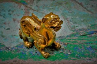 17th Century,  GILT Bronze CHINESE Pixiu Creature PAPER WEIGHT Bixie 貔貅 Feng Shui 9