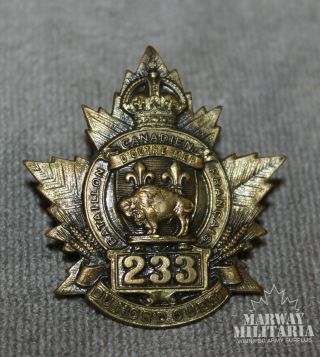Ww1 Cef 233rd Battalion (canadien Français) Cap Badge (17484)