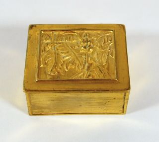 Antique Tiffany Studios " Bookmark " Palm Pattern Gilt Bronze Stamp Roller Box 804