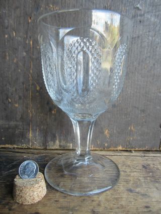 Antique Eapg Civil War Era England Pressed Glass Buckle Pattern Goblet