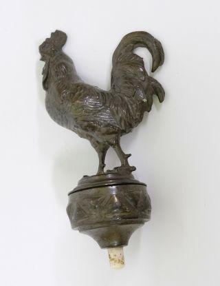 Rare Antique Vienne Bronze Figure Rooster Electric Butler Servants Bell Push