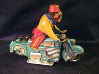 Vintage Wind Up Tin Litho Gama 125 Us Zone Germany Trick Monkey Motorcycle