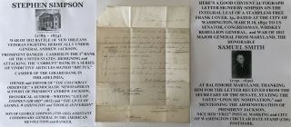 War 1812 Battle Orleans Hero Vet Banker Girard/1st Us Bank Letter Signed 