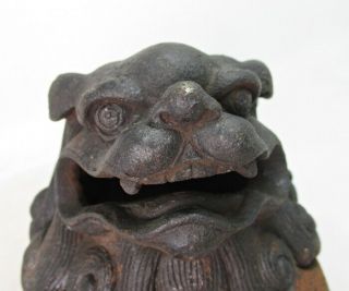 F919: Chinese incense burner of heavy iron of foo dog statue with name of an era 2