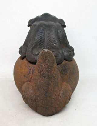 F919: Chinese incense burner of heavy iron of foo dog statue with name of an era 6
